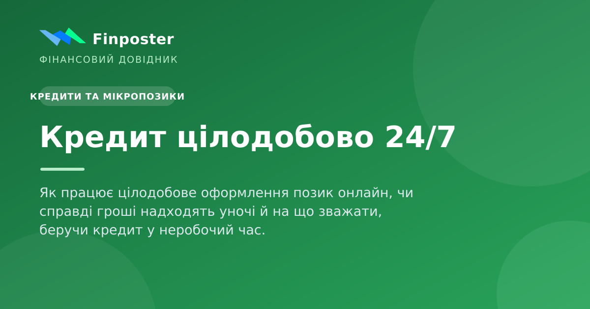 Кредит цілодобово 24/7